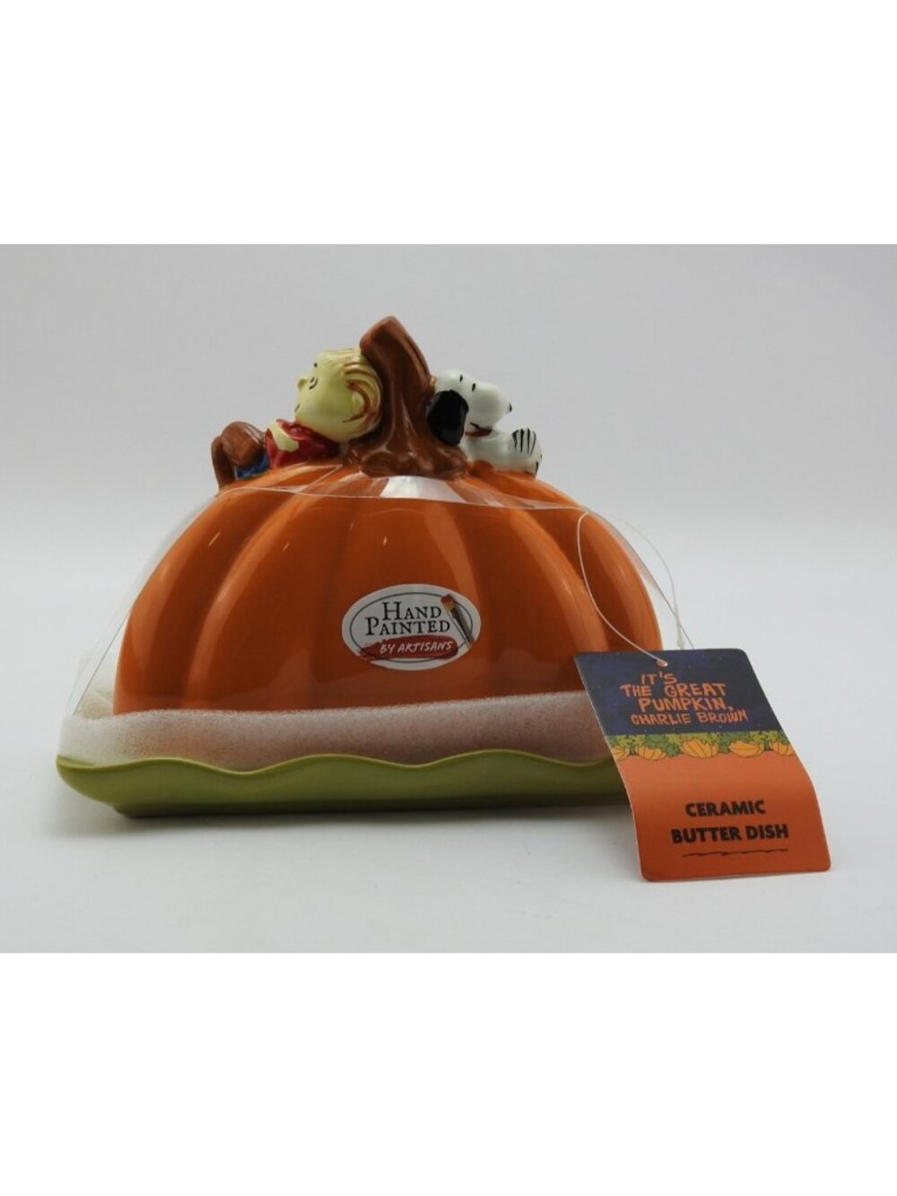 Peanuts Great Pumpkin Charlie Brown Snoopy Linus Ceramic Butter Dish New